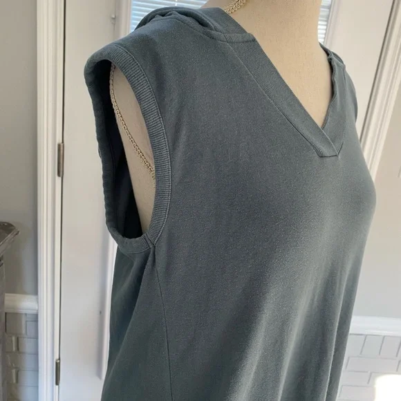 Pact Airplane Tank Dress Hooded Sage Green Pockets Organic Cotton Athleisure - Picture 5 of 14